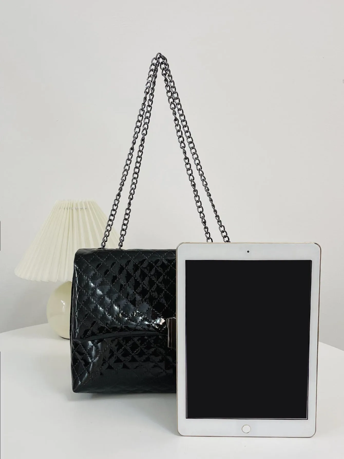 Chevron Flap Chain Bag