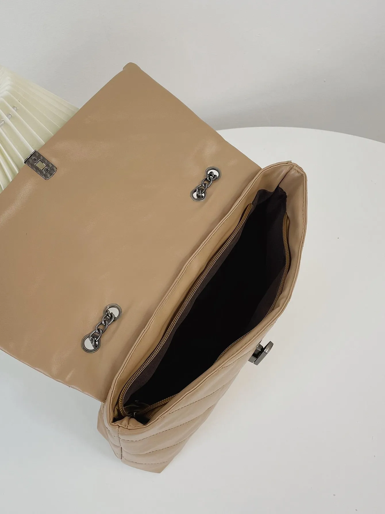 Chevron Flap Chain Bag
