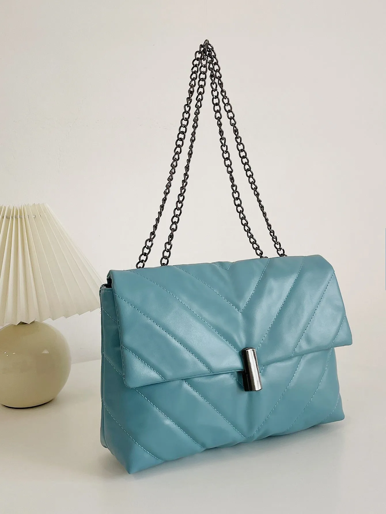Chevron Flap Chain Bag