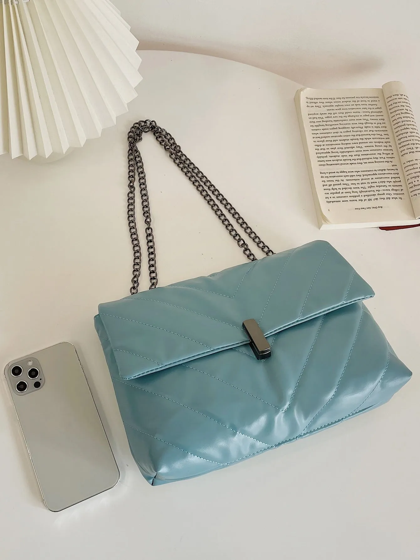 Chevron Flap Chain Bag