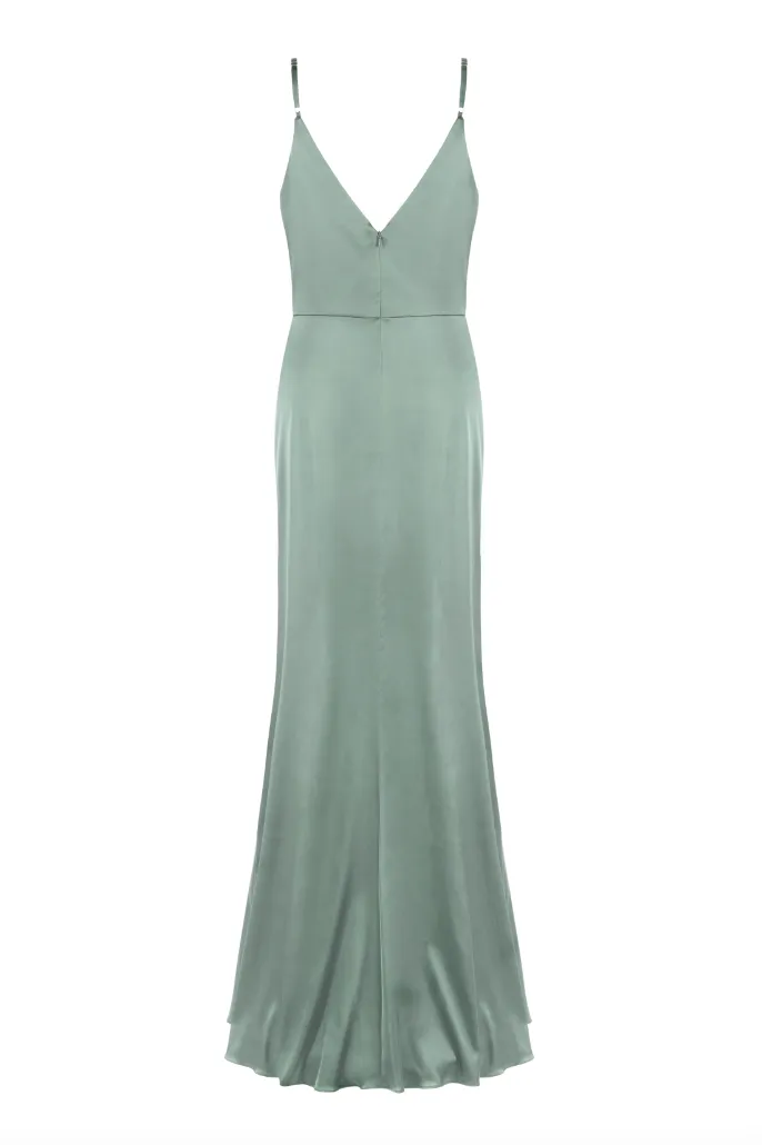 Cora Bridesmaid Dress In Sage Satin