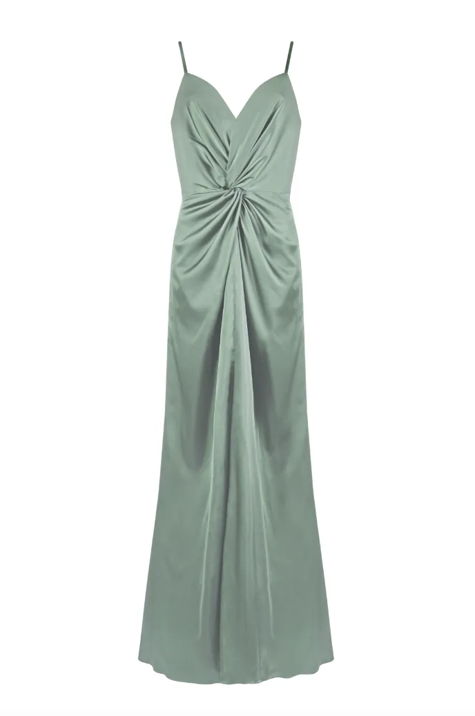 Cora Bridesmaid Dress In Sage Satin
