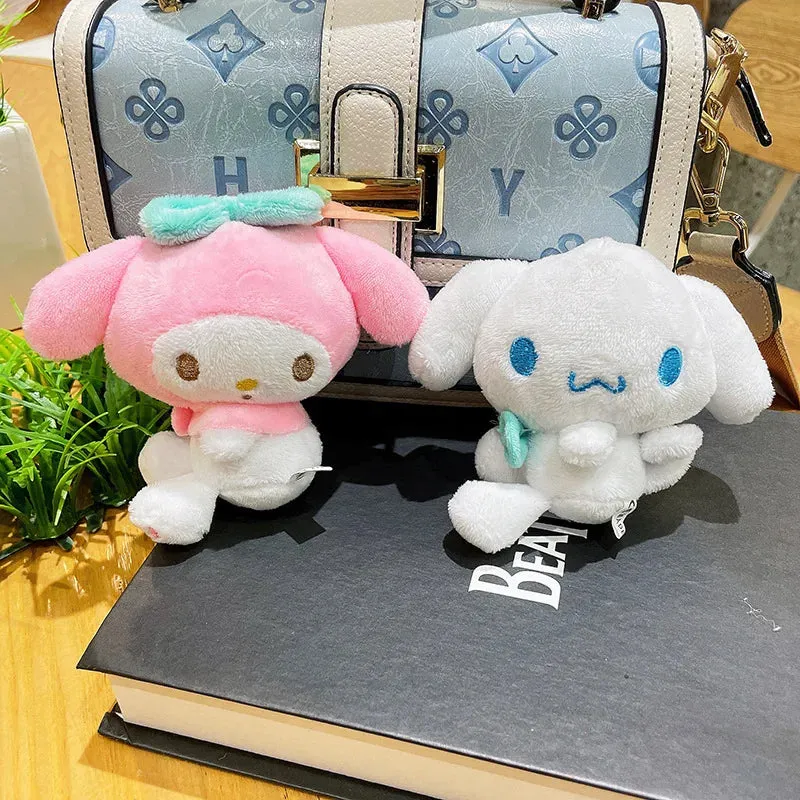 Cute Sanrio Hello Kitty Me Melody Pudding Dog Cinnamoroll Plushie Keychain Phone Bag Charm