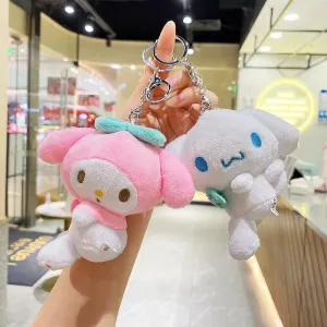 Cute Sanrio Hello Kitty Me Melody Pudding Dog Cinnamoroll Plushie Keychain Phone Bag Charm