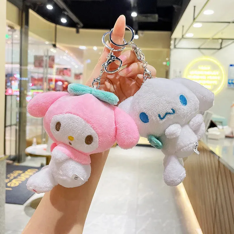 Cute Sanrio Hello Kitty Me Melody Pudding Dog Cinnamoroll Plushie Keychain Phone Bag Charm