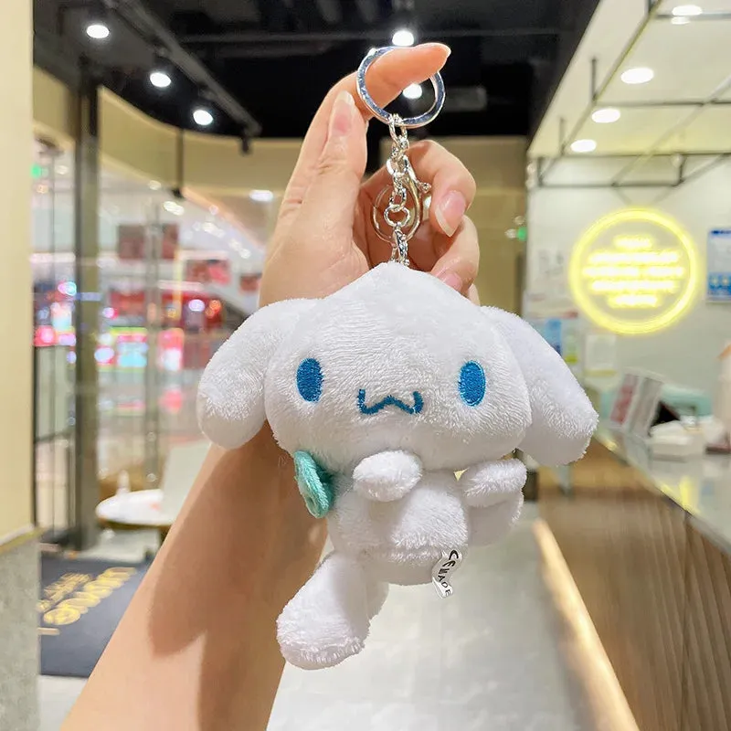 Cute Sanrio Hello Kitty Me Melody Pudding Dog Cinnamoroll Plushie Keychain Phone Bag Charm
