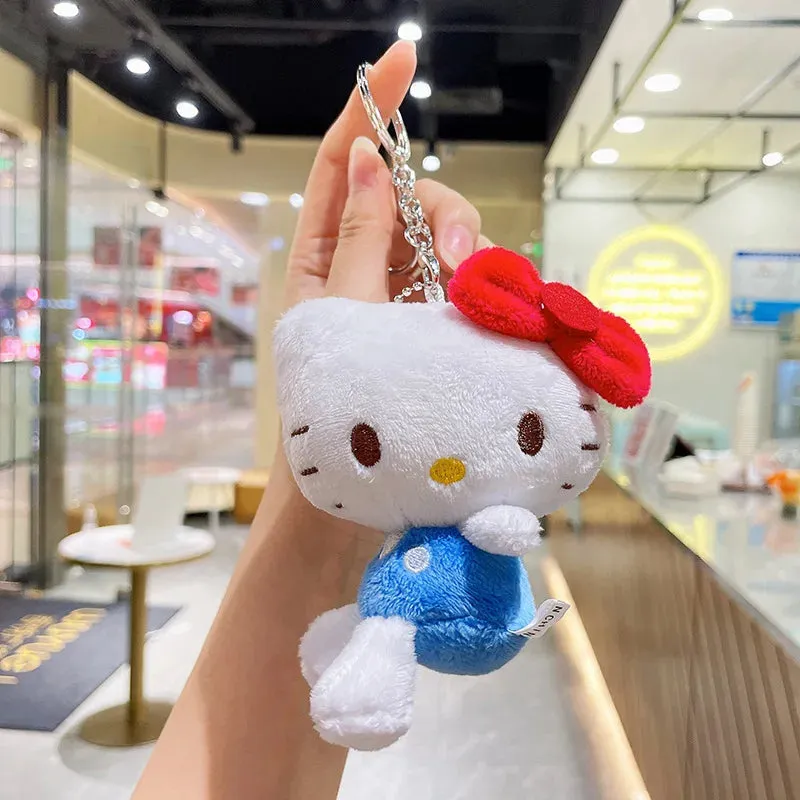 Cute Sanrio Hello Kitty Me Melody Pudding Dog Cinnamoroll Plushie Keychain Phone Bag Charm
