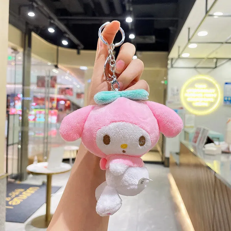 Cute Sanrio Hello Kitty Me Melody Pudding Dog Cinnamoroll Plushie Keychain Phone Bag Charm