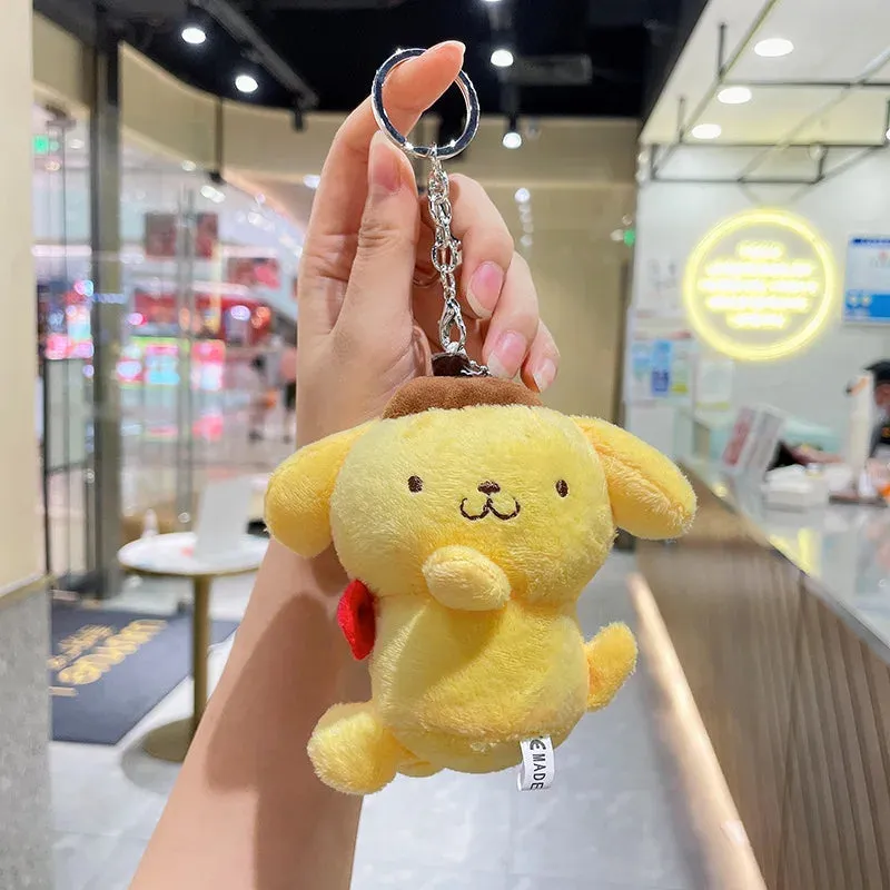 Cute Sanrio Hello Kitty Me Melody Pudding Dog Cinnamoroll Plushie Keychain Phone Bag Charm
