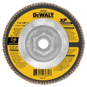 DeWalt® XP™ Ext Perf Flap Disc, 4-1/2 in, 40 Grit, 5/8 in-11 Arbor, 13,300 RPM, T27, DW8254