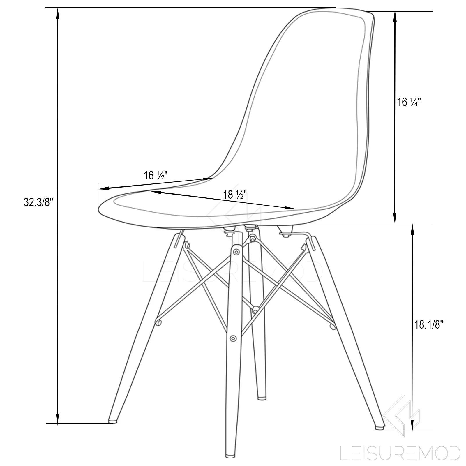 Dover Modern Dining Chair  Molded Side Chair Set of 4
