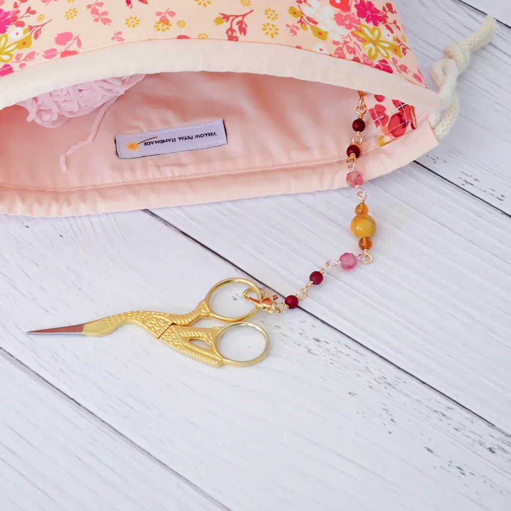 Drawstring Project Bag Featuring a Scissor Chain by Mable and Rose