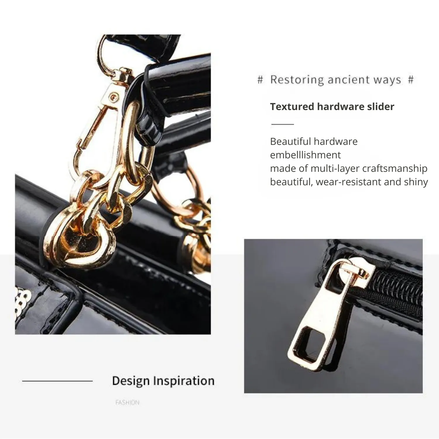 Elegant Sequin Embroidery Patent Handbag