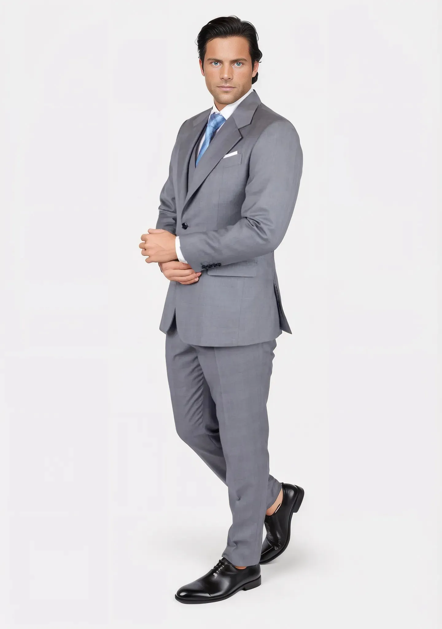 Ellis Light Grey Prince of Wales Suit