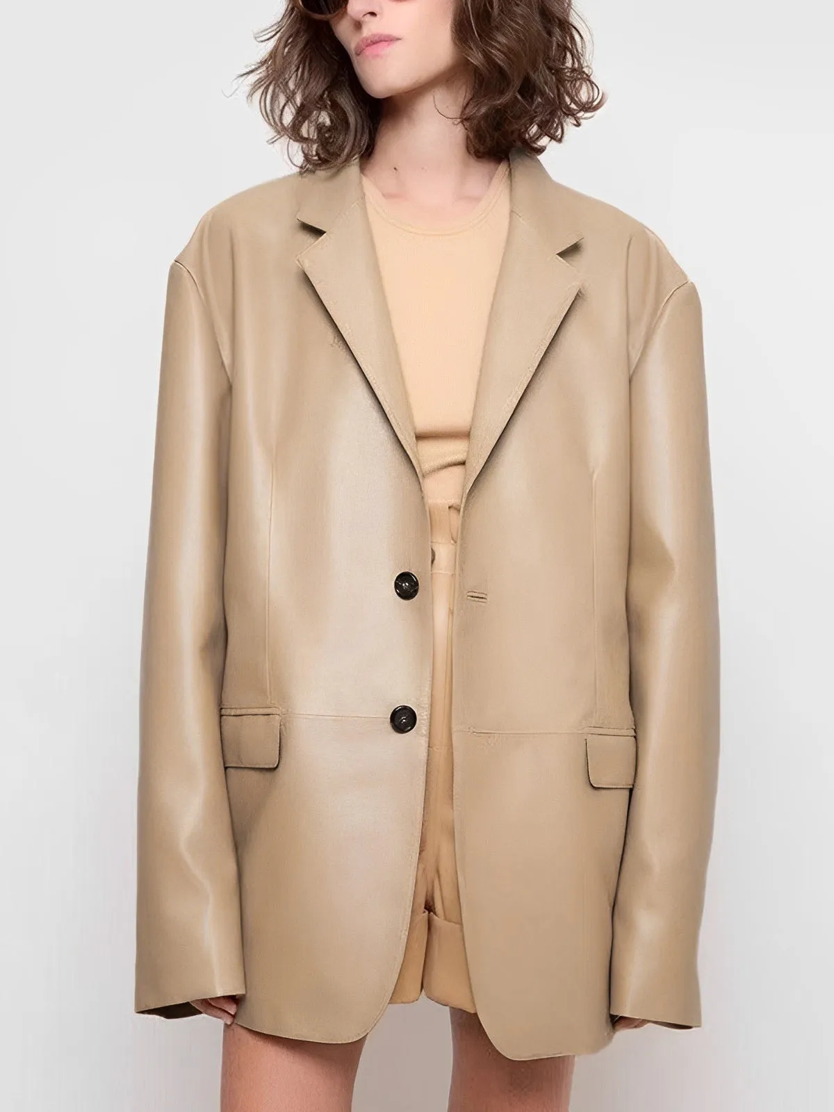 Faux Leather Graceful Structured Jacket