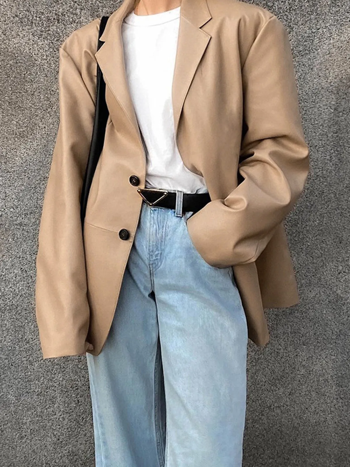 Faux Leather Graceful Structured Jacket