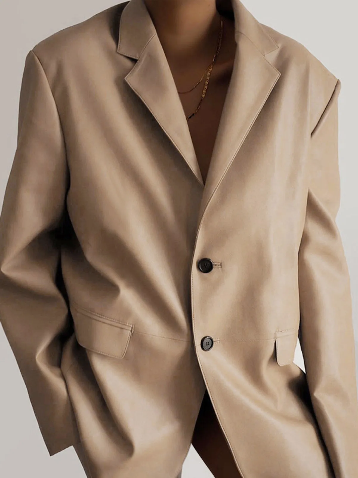 Faux Leather Graceful Structured Jacket