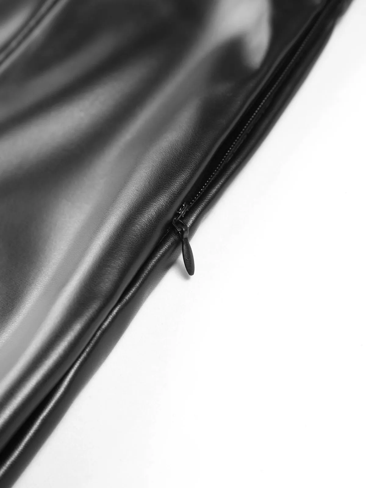 Faux Leather Graceful Zippered Flare Pants