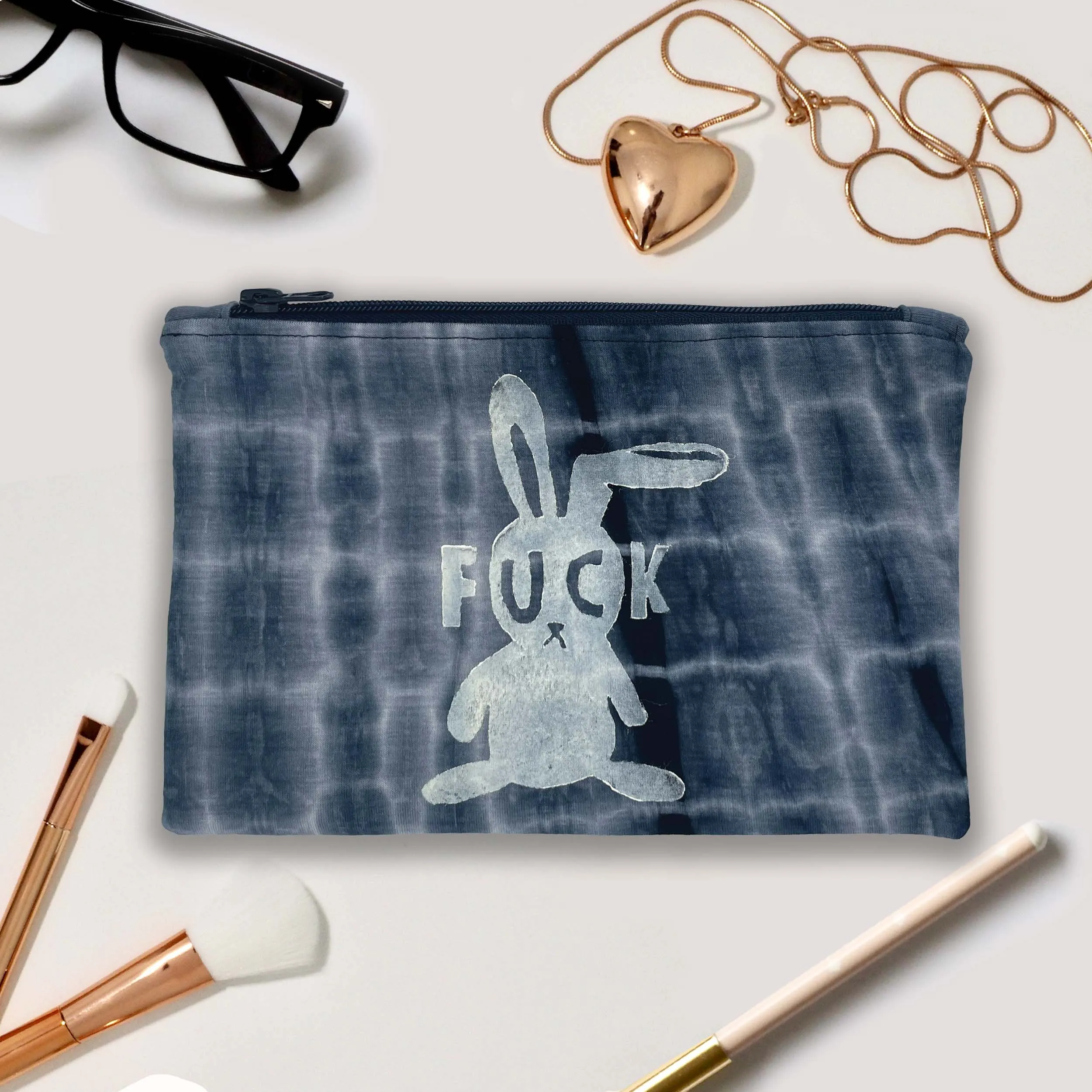 F*ck Bunny Tie Dye, Cosmetic Bag, handmade, unique makeup bag, Fuck Bunny