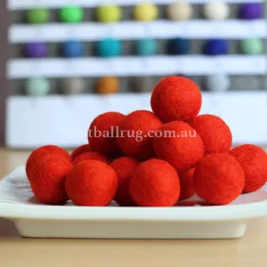 Felt Ball Crimson Red 1CM,  2CM, 2.5CM, 3CM, 4CM Colour 5