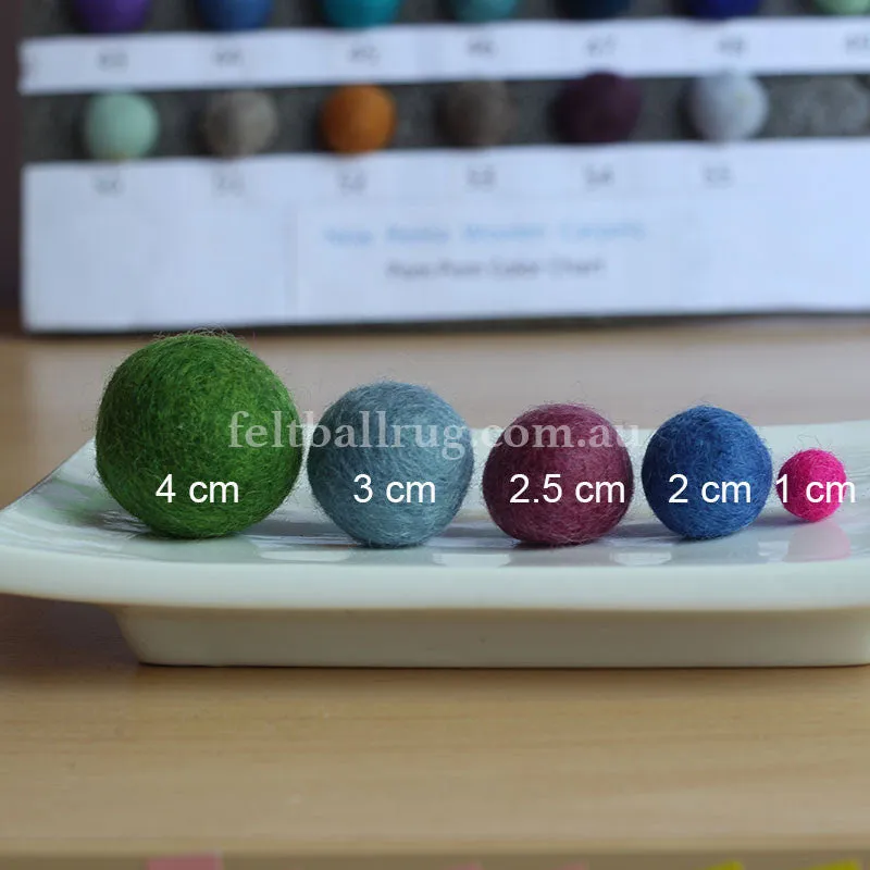 Felt Ball Moss Green 1 CM,  2 CM, 2.5 CM, 3 CM, 4 CM Colour 24