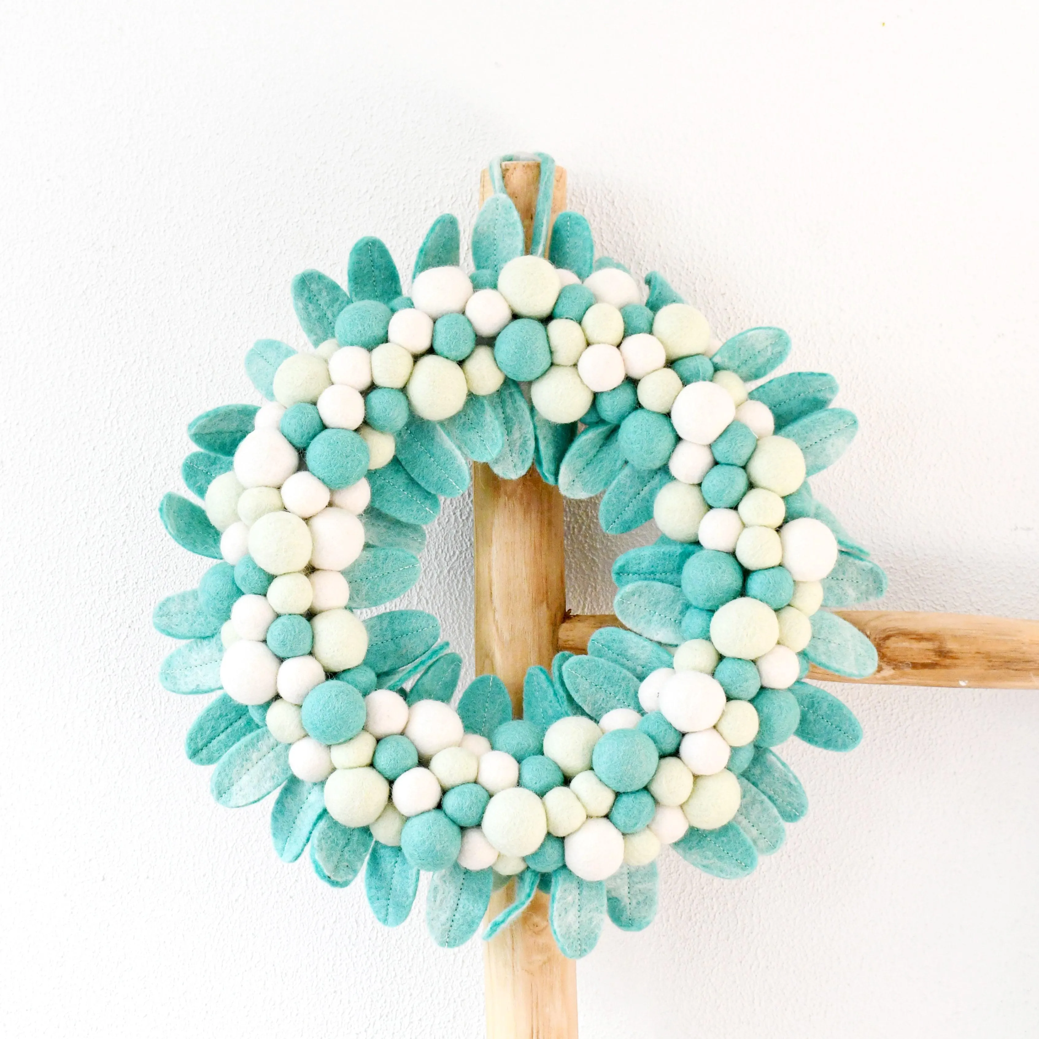 Felt Ball Wreath - Mint Green