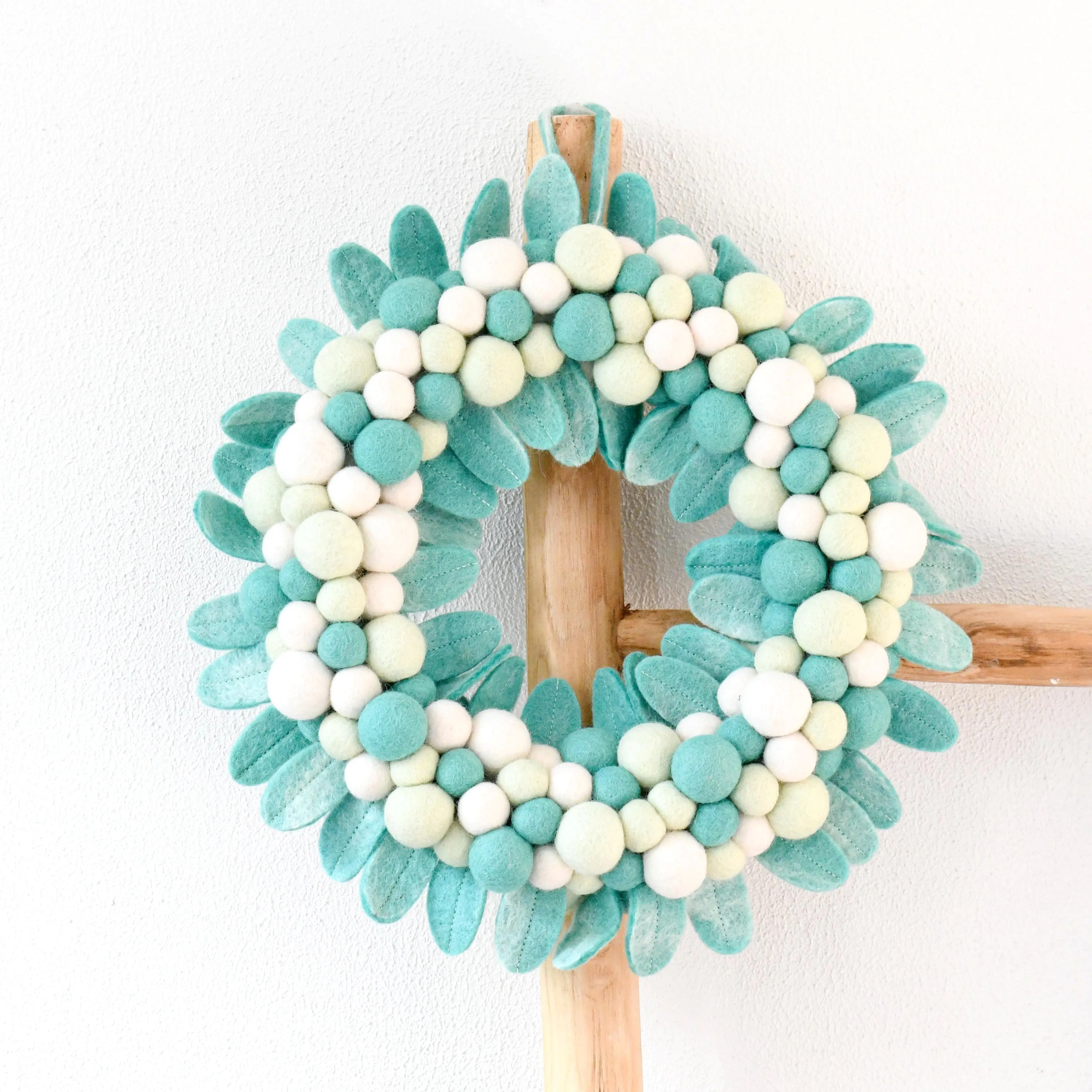 Felt Ball Wreath - Mint Green