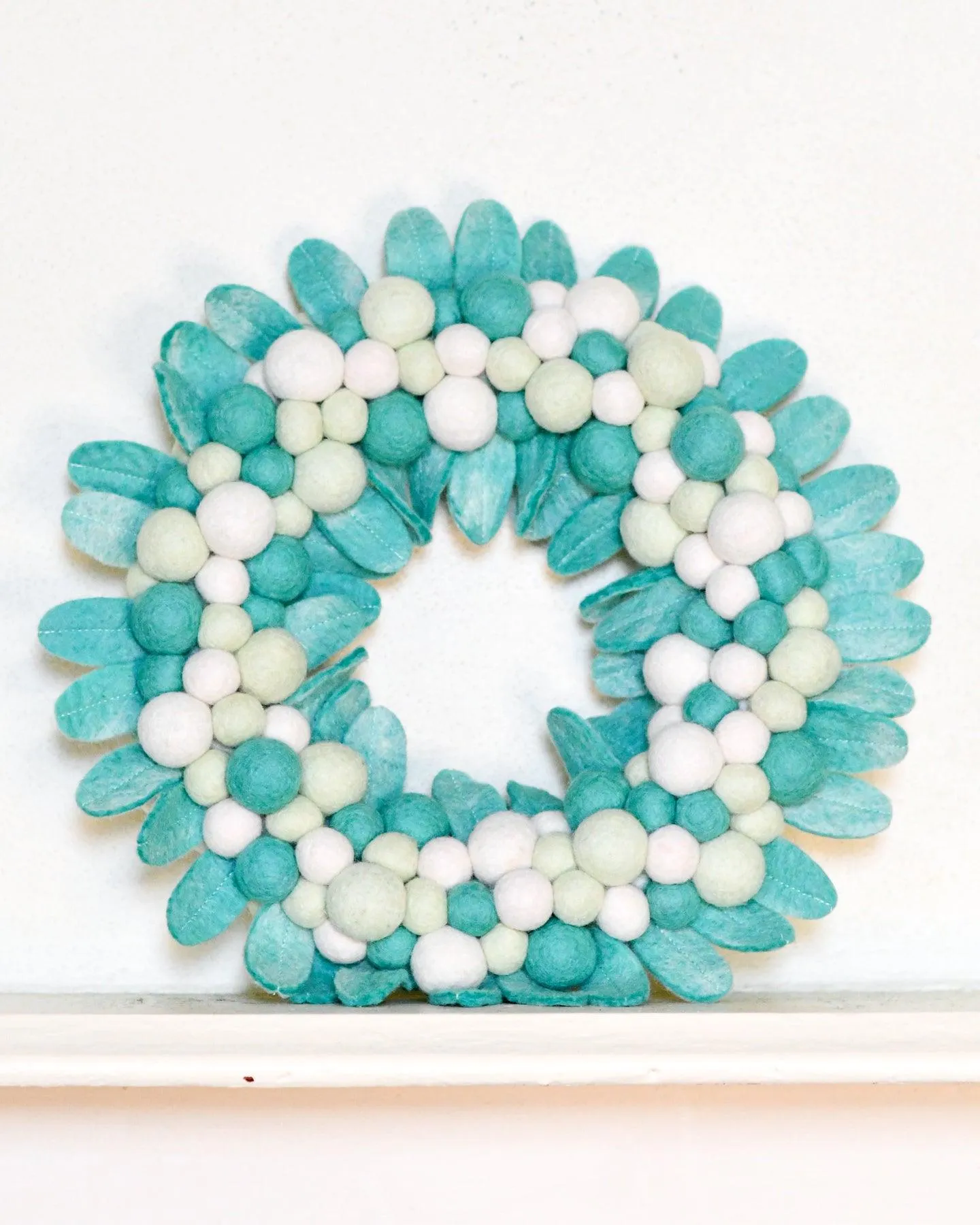 Felt Ball Wreath - Mint Green
