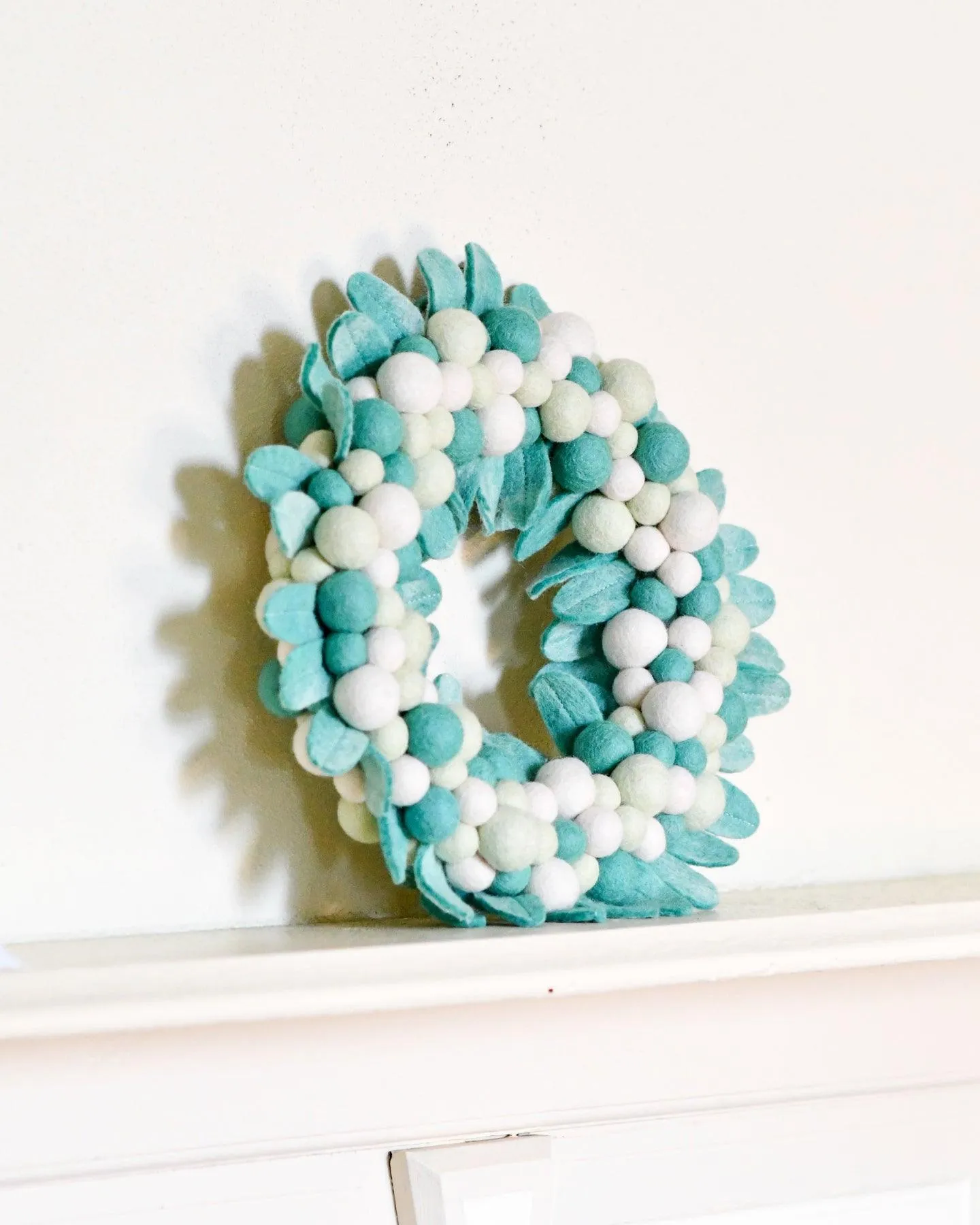 Felt Ball Wreath - Mint Green