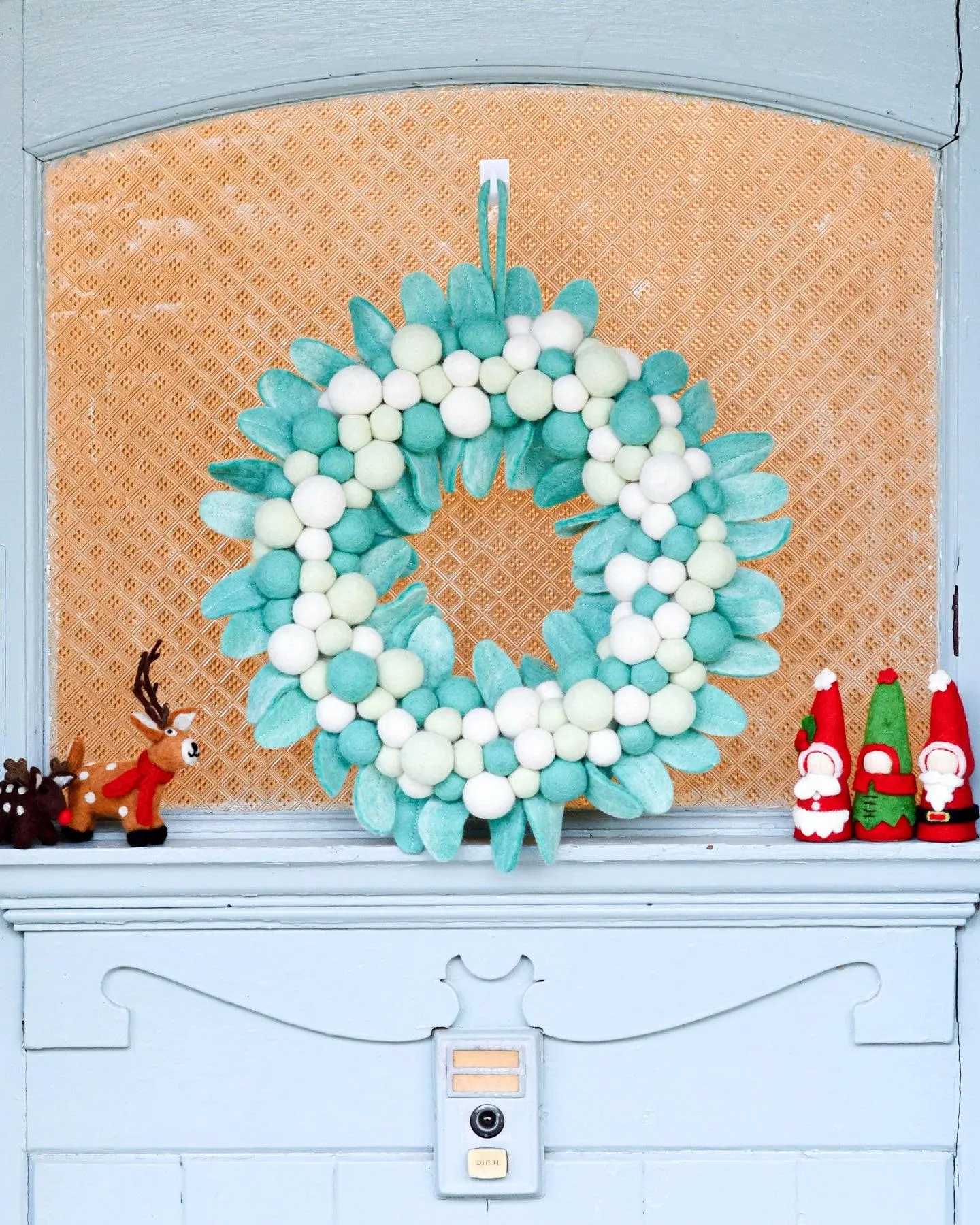 Felt Ball Wreath - Mint Green