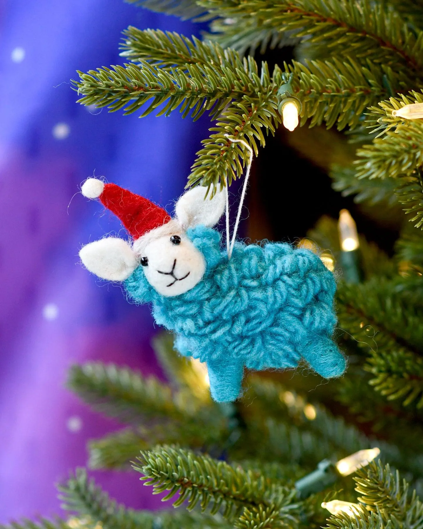 Felt Blue Sheep Christmas Ornament