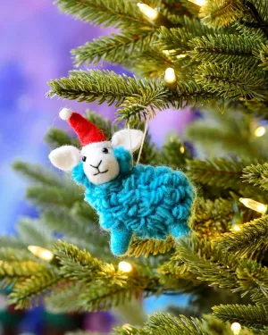 Felt Blue Sheep Christmas Ornament