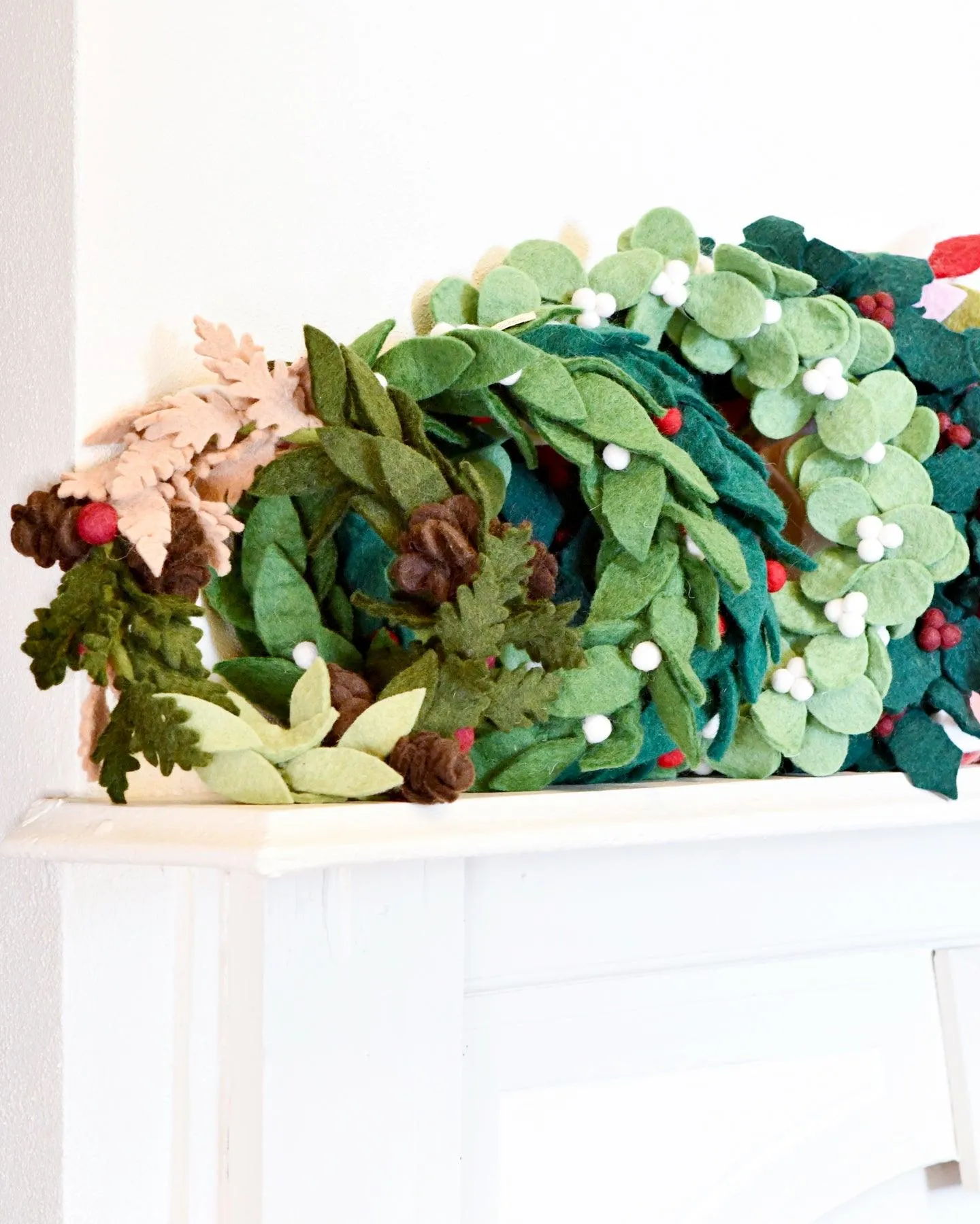 Felt Mistletoe Wreath with White Berries