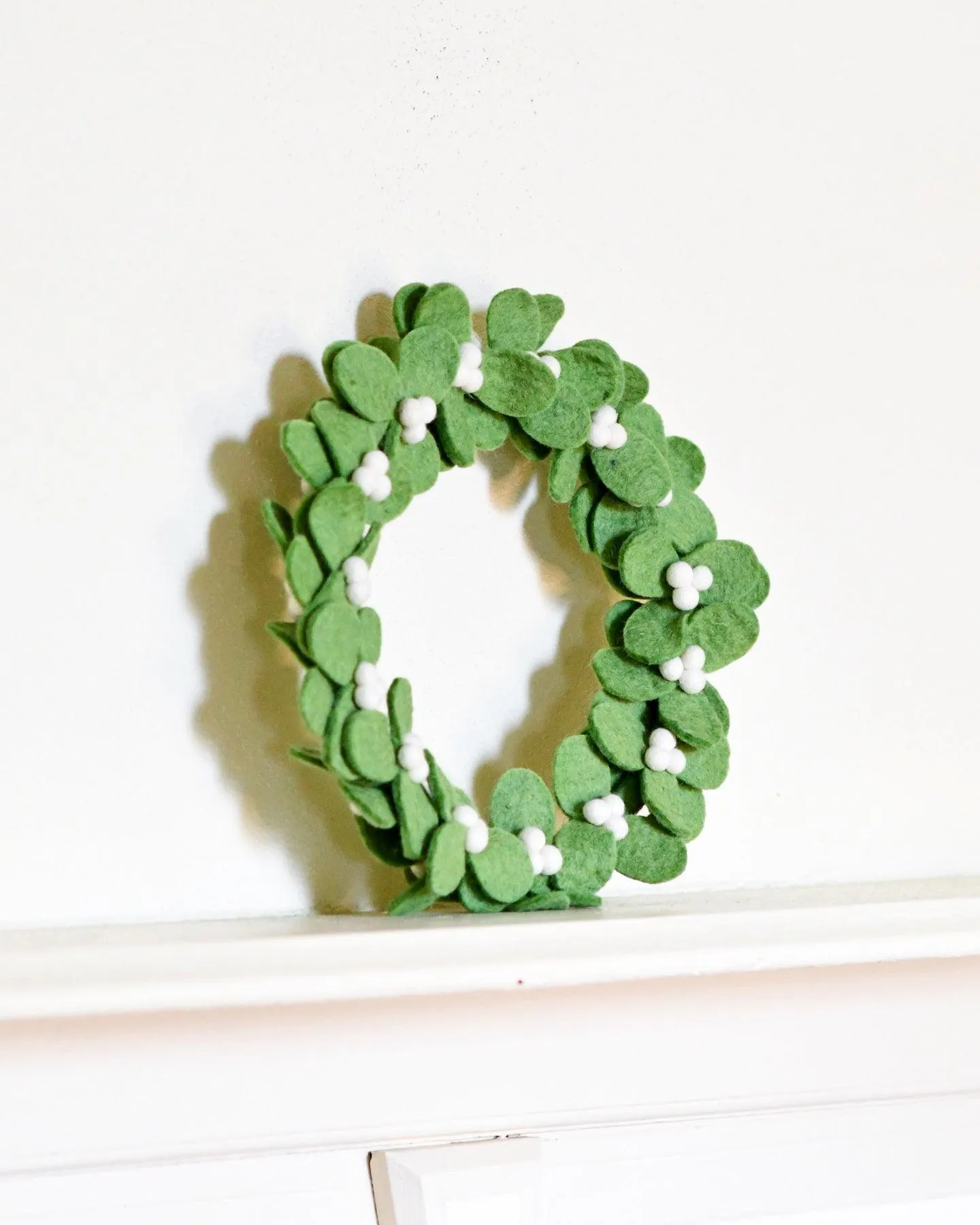 Felt Mistletoe Wreath with White Berries