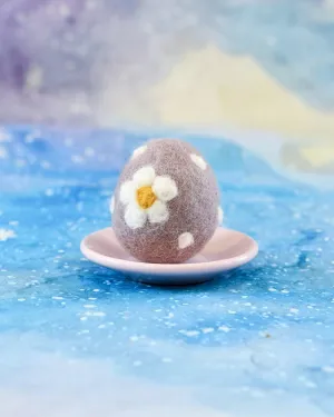 Felt Purple Mauve Floral and Dots Egg