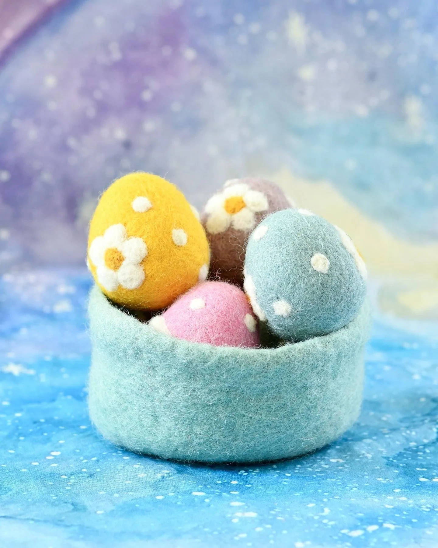 Felt Purple Mauve Floral and Dots Egg