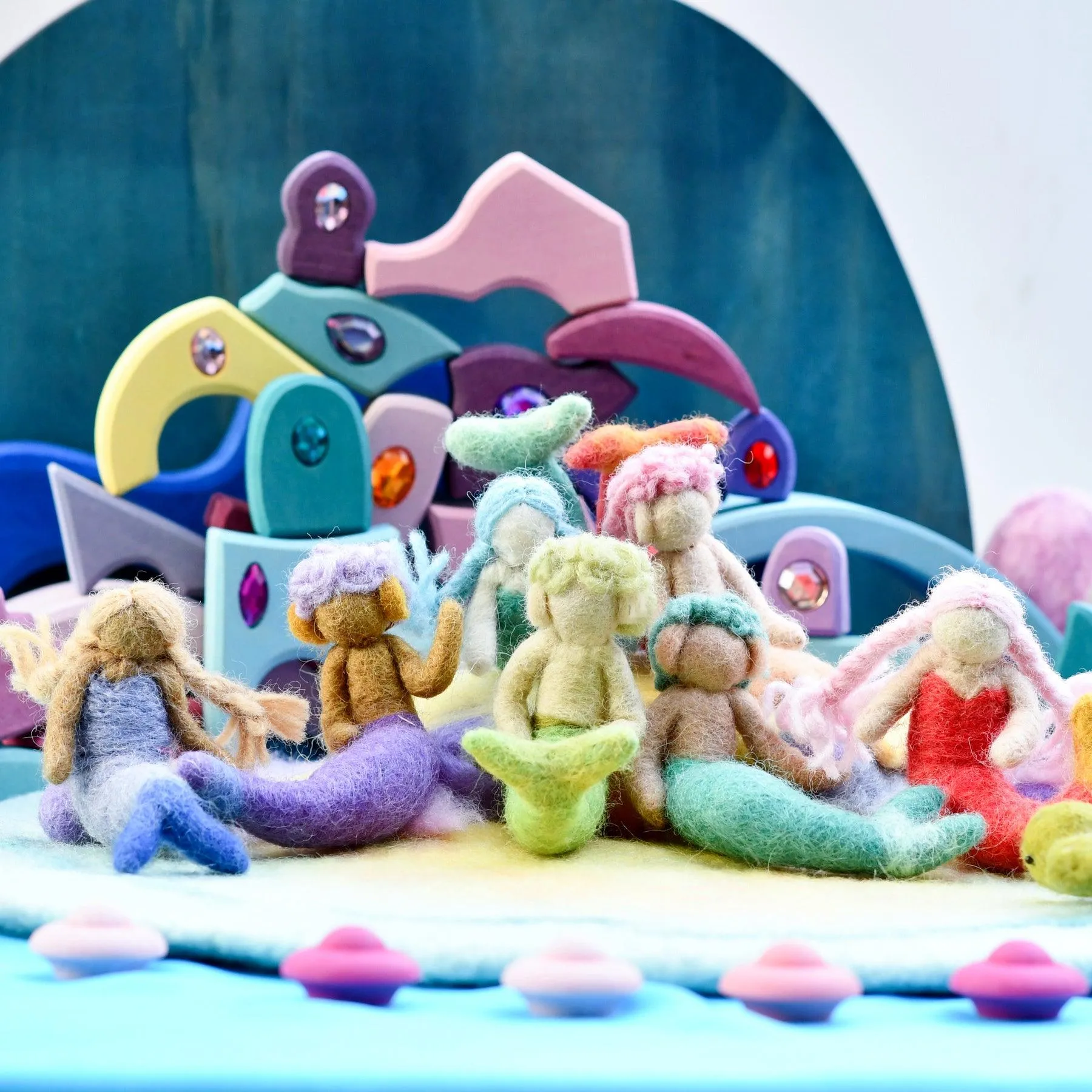 Felt Waldorf Merman - Blue Hair
