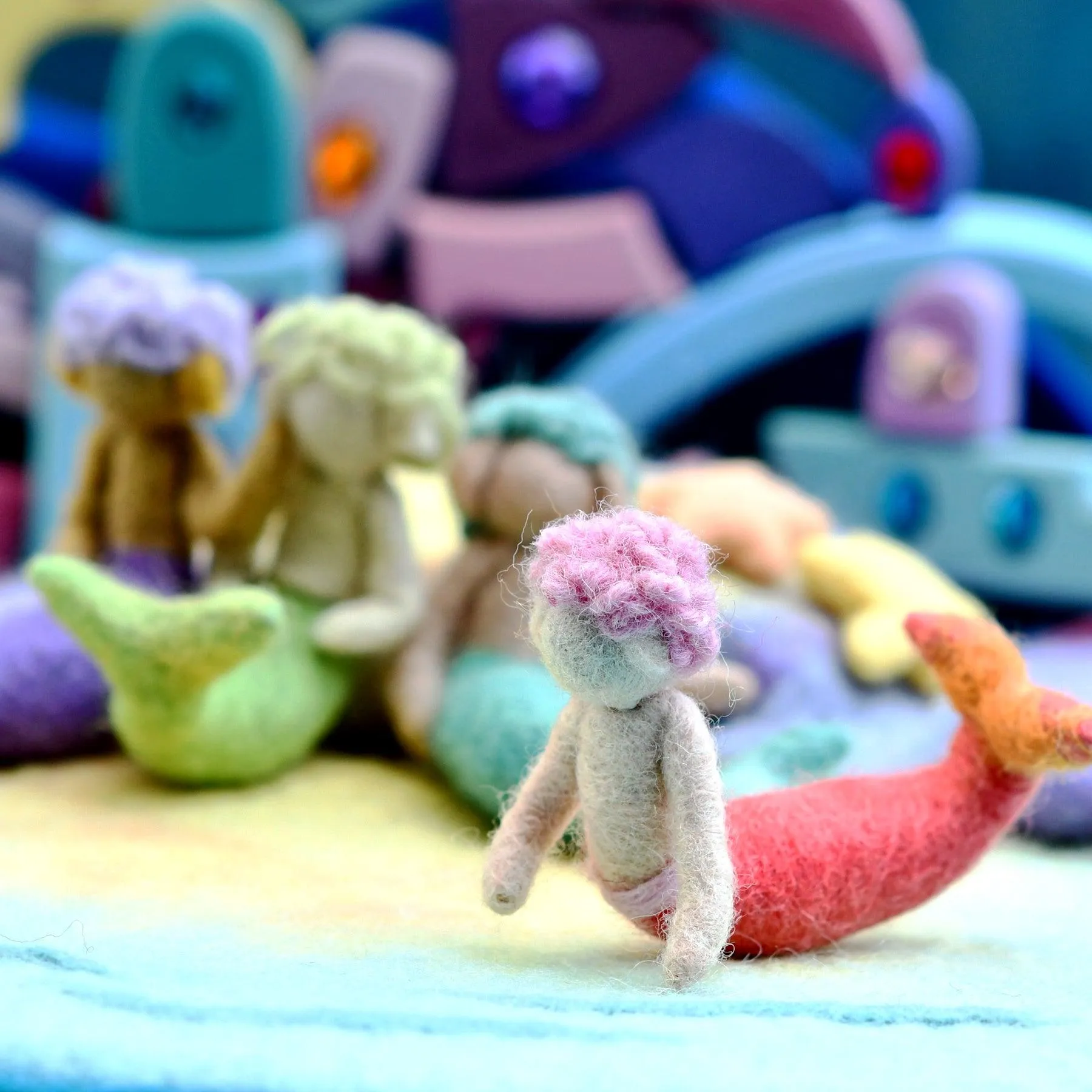 Felt Waldorf Merman - Pink Hair