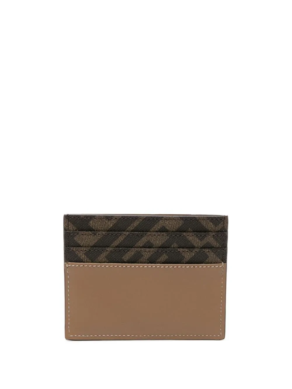 FENDI Squared Leather and Canvas Card Holder - W 10 x H 8 cm