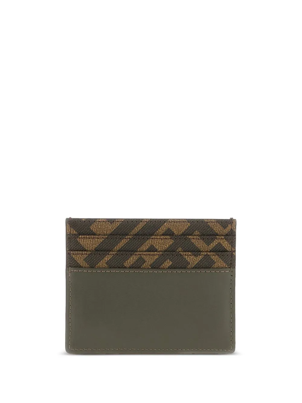FENDI Squared Leather and Canvas Card Holder - W 10 x H 8 cm