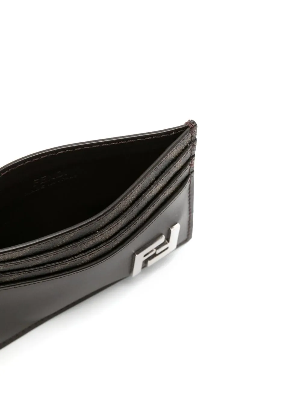 FENDI Squared Leather and Canvas Card Holder - W 10 x H 8 cm