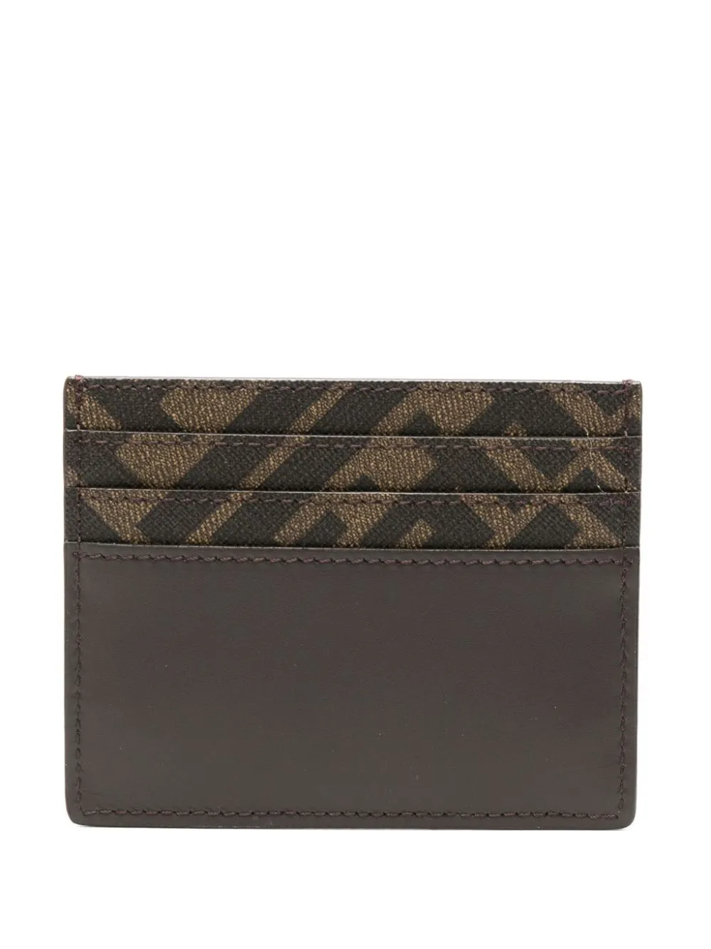 FENDI Squared Leather and Canvas Card Holder - W 10 x H 8 cm