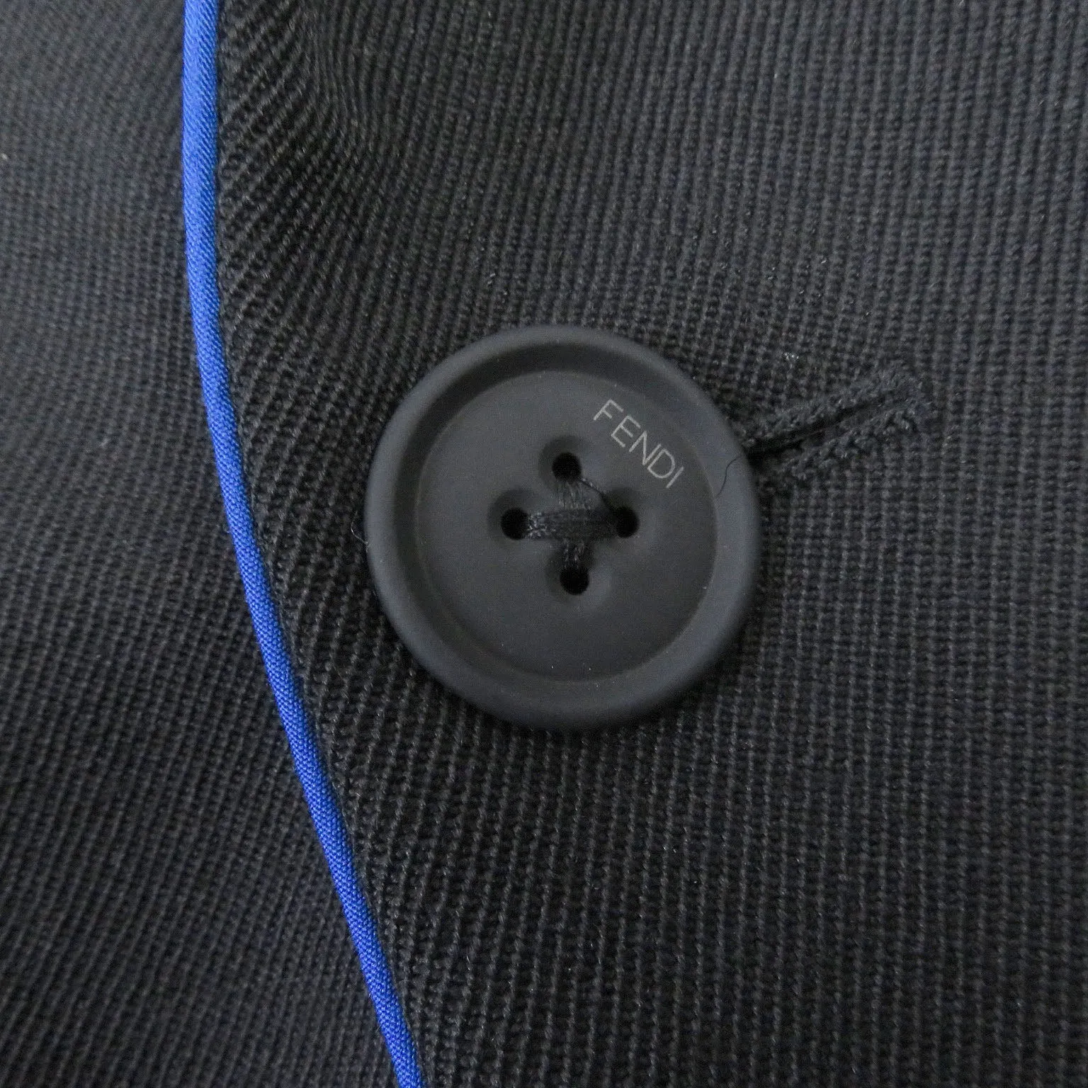 FENDI tailored jacket FJ0641 Outer: 97% wool, Outer: 3% polyester, Lining: 100% cupra black Double-breasted Gabardine Blazer mens 48 Used