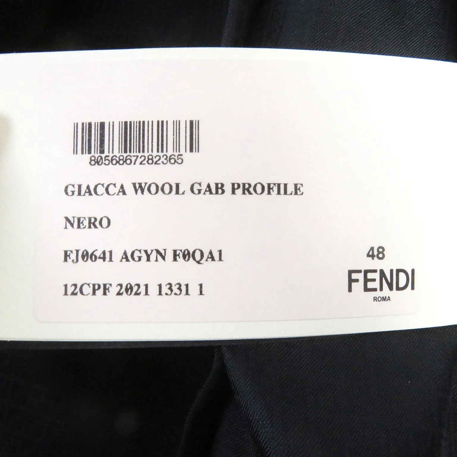FENDI tailored jacket FJ0641 Outer: 97% wool, Outer: 3% polyester, Lining: 100% cupra black Double-breasted Gabardine Blazer mens 48 Used