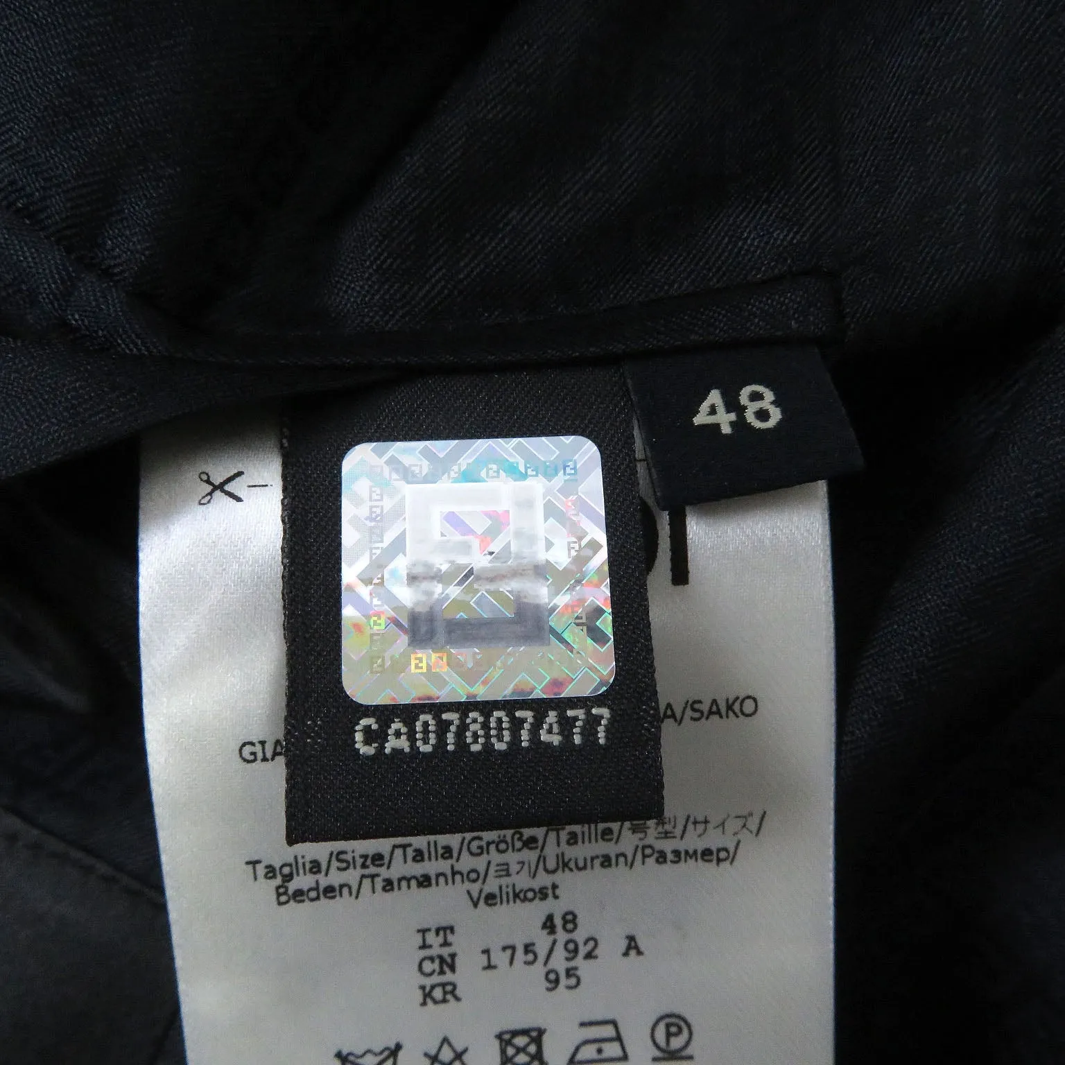 FENDI tailored jacket FJ0641 Outer: 97% wool, Outer: 3% polyester, Lining: 100% cupra black Double-breasted Gabardine Blazer mens 48 Used