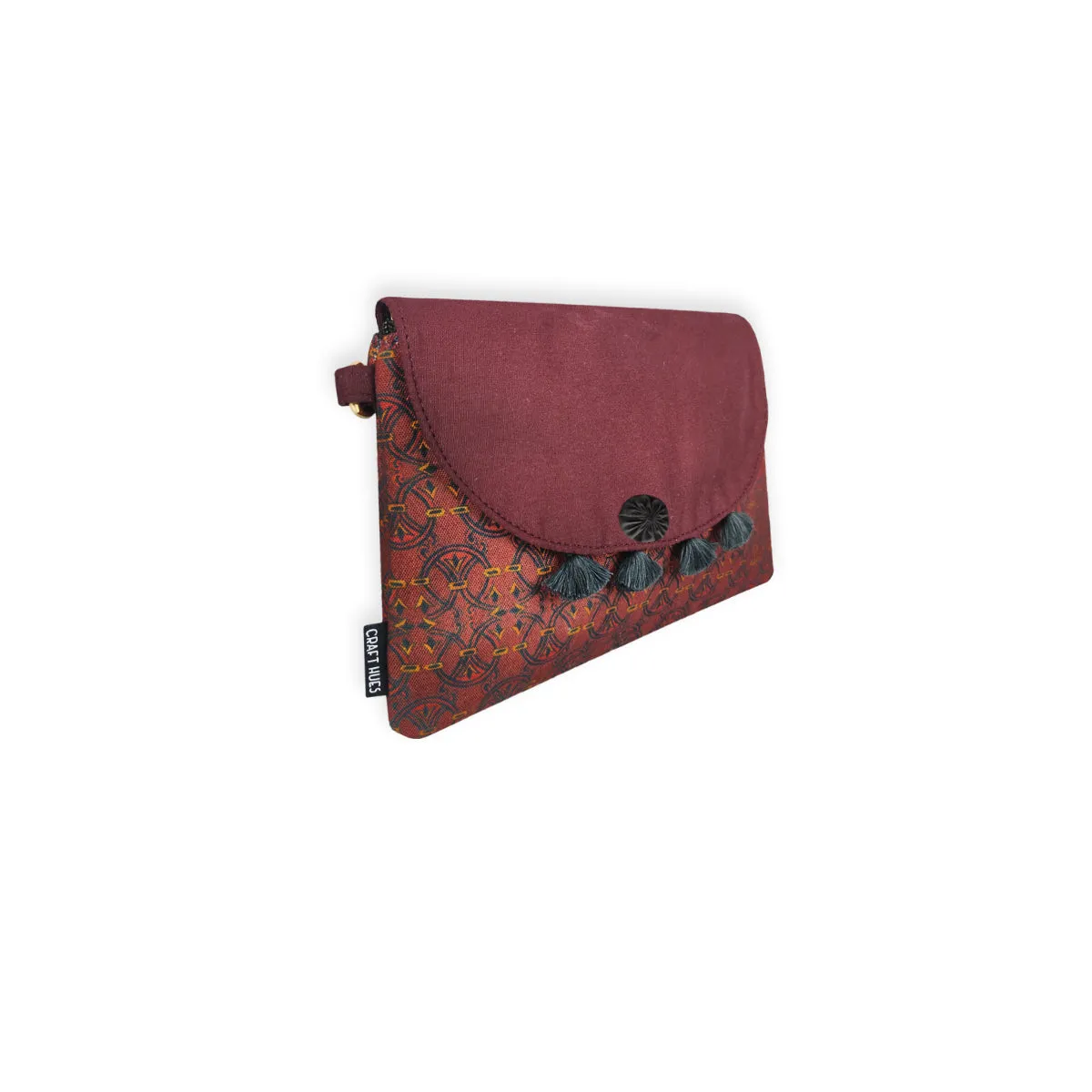 Flap Tassel Sling Bag- Maroon Knot