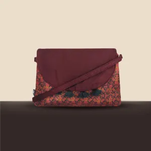 Flap Tassel Sling Bag- Maroon Knot