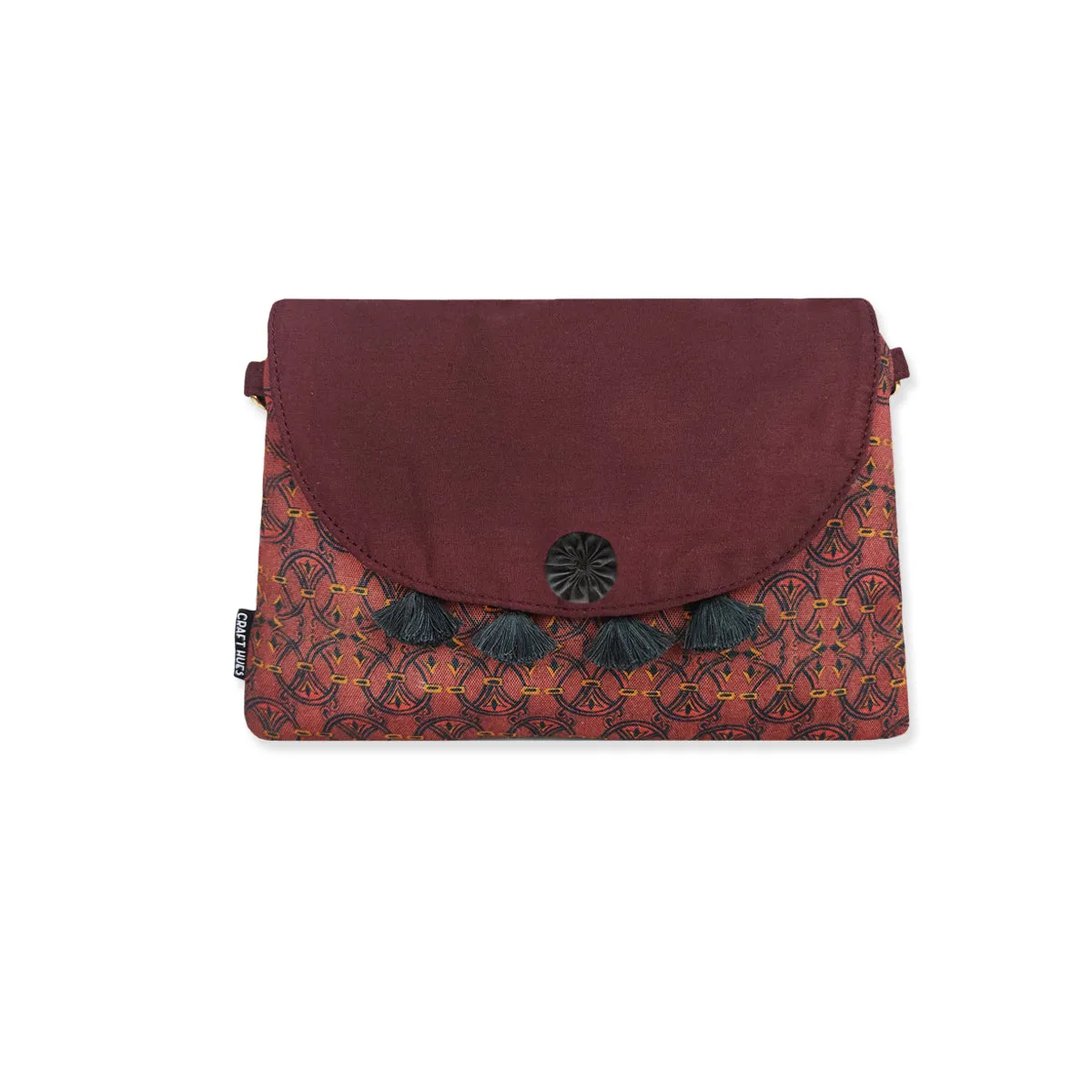 Flap Tassel Sling Bag- Maroon Knot