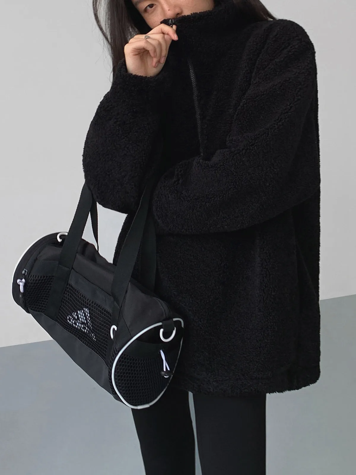 Fleece Stand Graceful Collar Sweatshirt