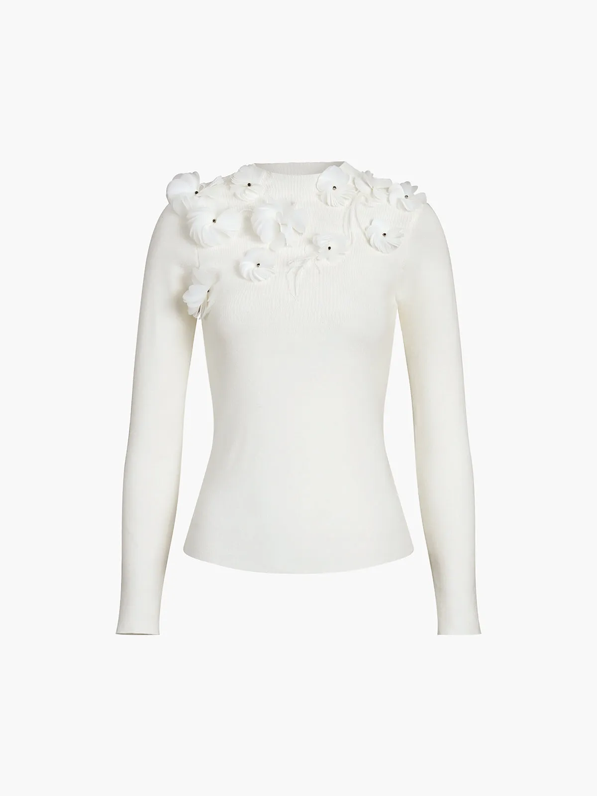 Floral Long Graceful Sleeve Knit Top